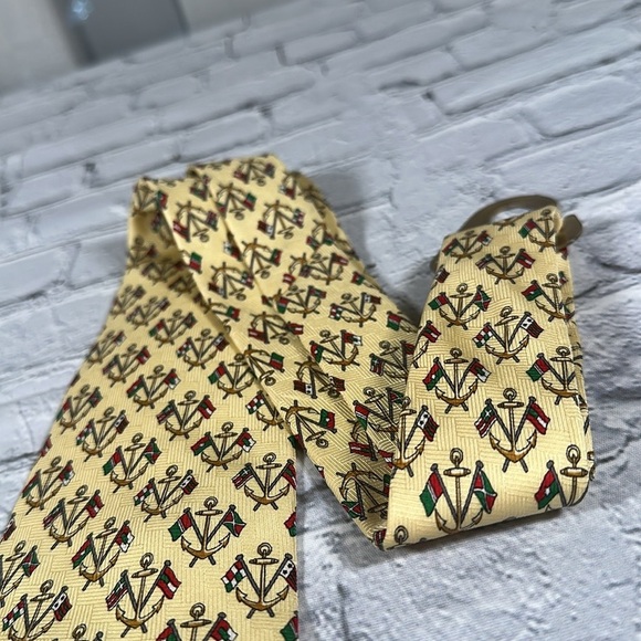 Vintage 90s Y2K Tommy Hilfiger Silk Necktie Flags Nautical Anchor - Picture 6 of 13